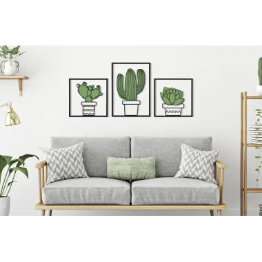 PANEL ŚCIENNY KAKTUS ZESTAW 3 SZT 33X1,3X46,5-33X1,3X33 cm